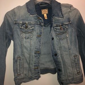Vintage Abercrombie jean jacket with frayed sleeve